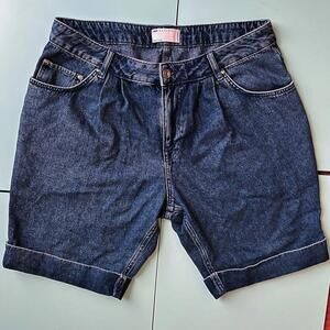 ASOS Pleated Cuffed Jean Shorts 32